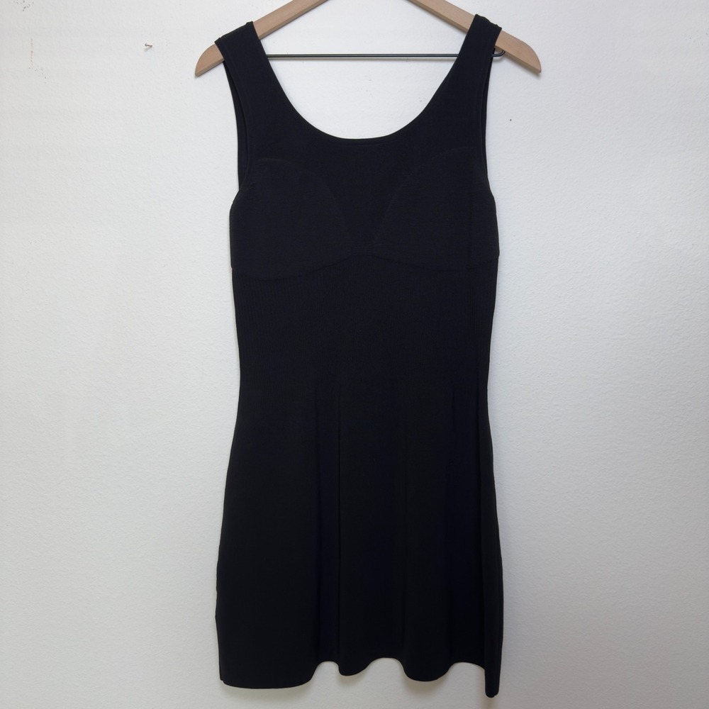 Lululemon Women Tight‎ Fit Knit Tank Dress Black Rib Mini Casual Minimalist